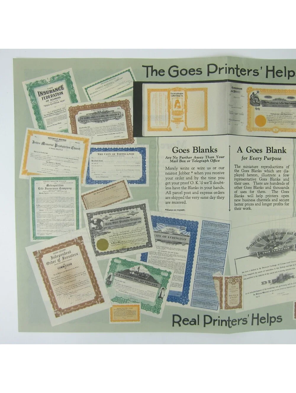 Vintage 1920s Goes Lithography Company Printers Bifold Advertising Brochure RARE
